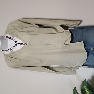 Ex Officio Light Sage Button-Front Women's Blouse with Insect Shield